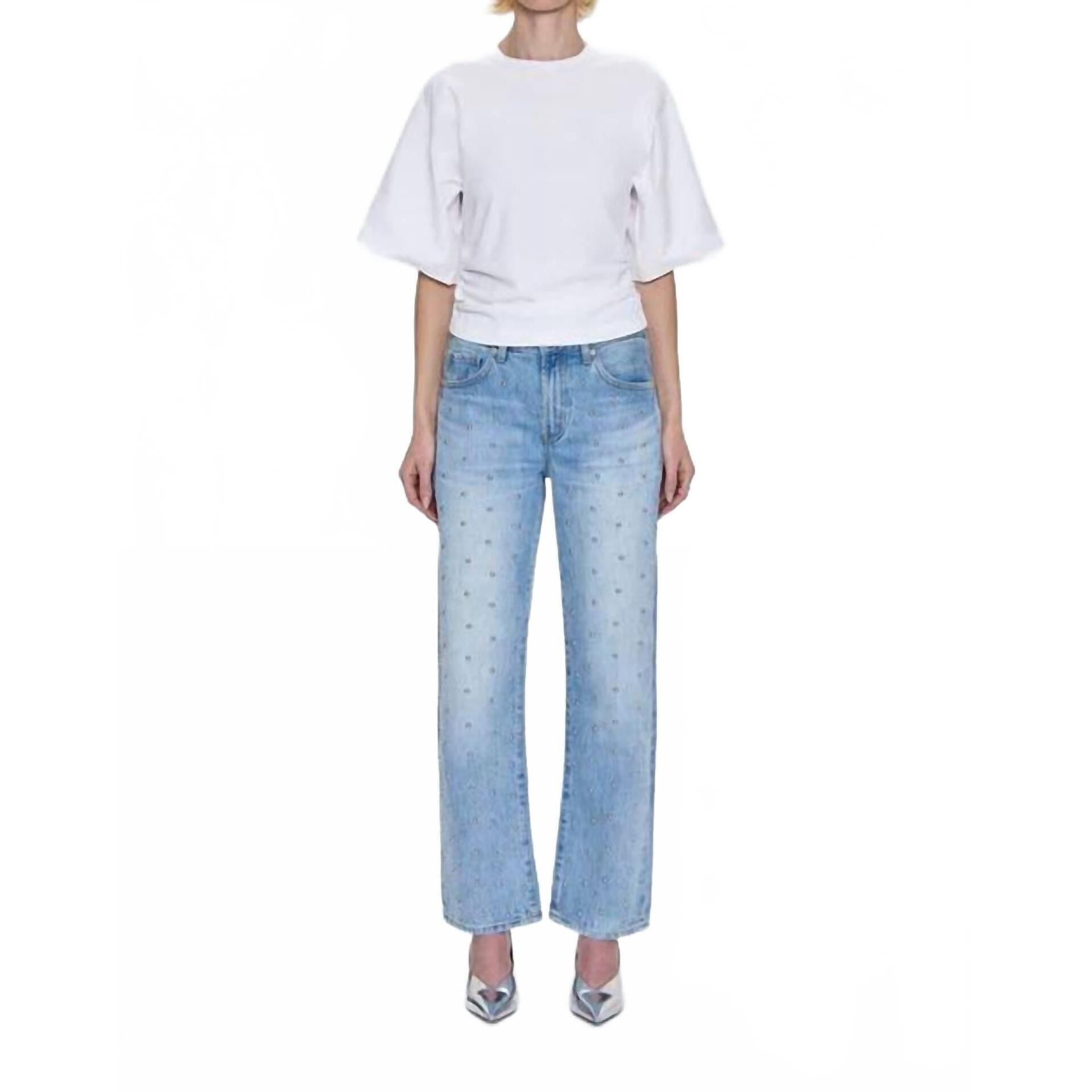 New Pistola Lexi Mid Rise Bowed Straight Jean In Aries